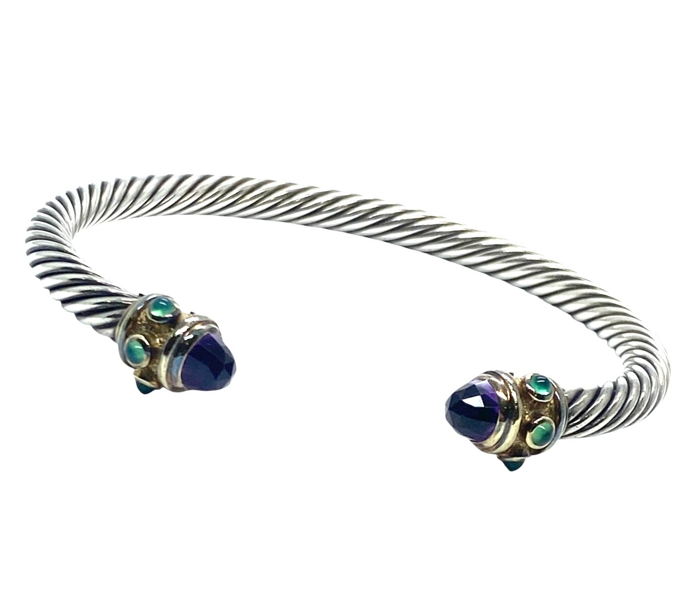 David Yurman Bangle with Amethyst and Green Onyx
