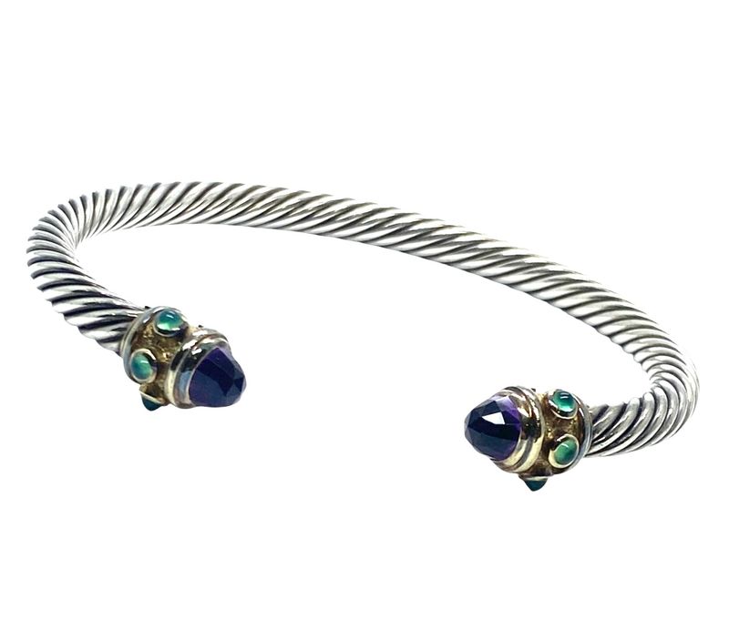 David Yurman Bangle with Amethyst and Green Onyx David Yurman Bangle with Amethyst and Green Onyx