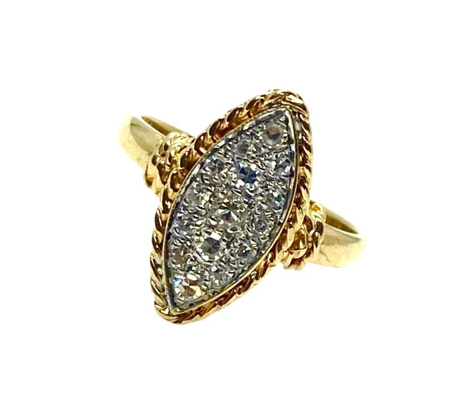 Vintage Marquise Shape Diamond in Gold Ring