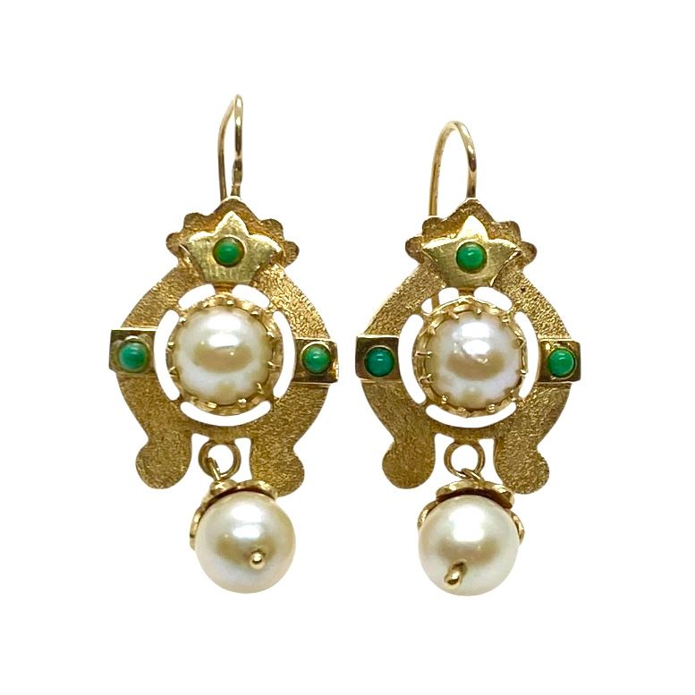 Antique Pearl and Turquoise Earrings