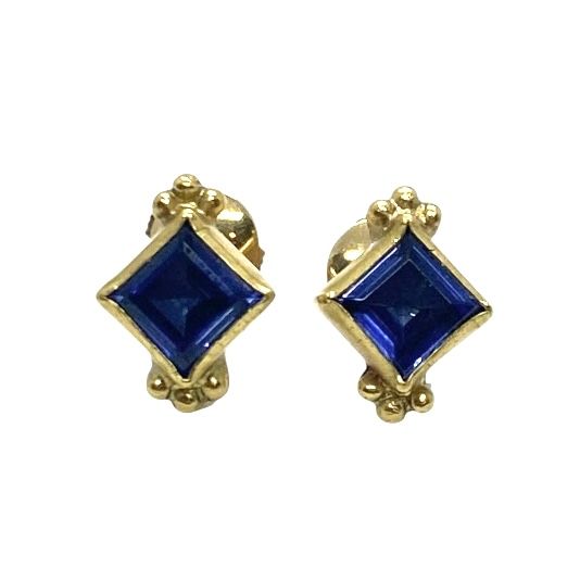 Estate Tanzanite Earrings in 22K Yellow Gold