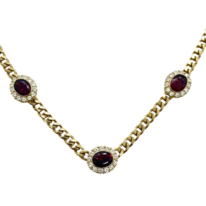 Estate Garnet and Diamond Necklace Estate Garnet and Diamond Necklace