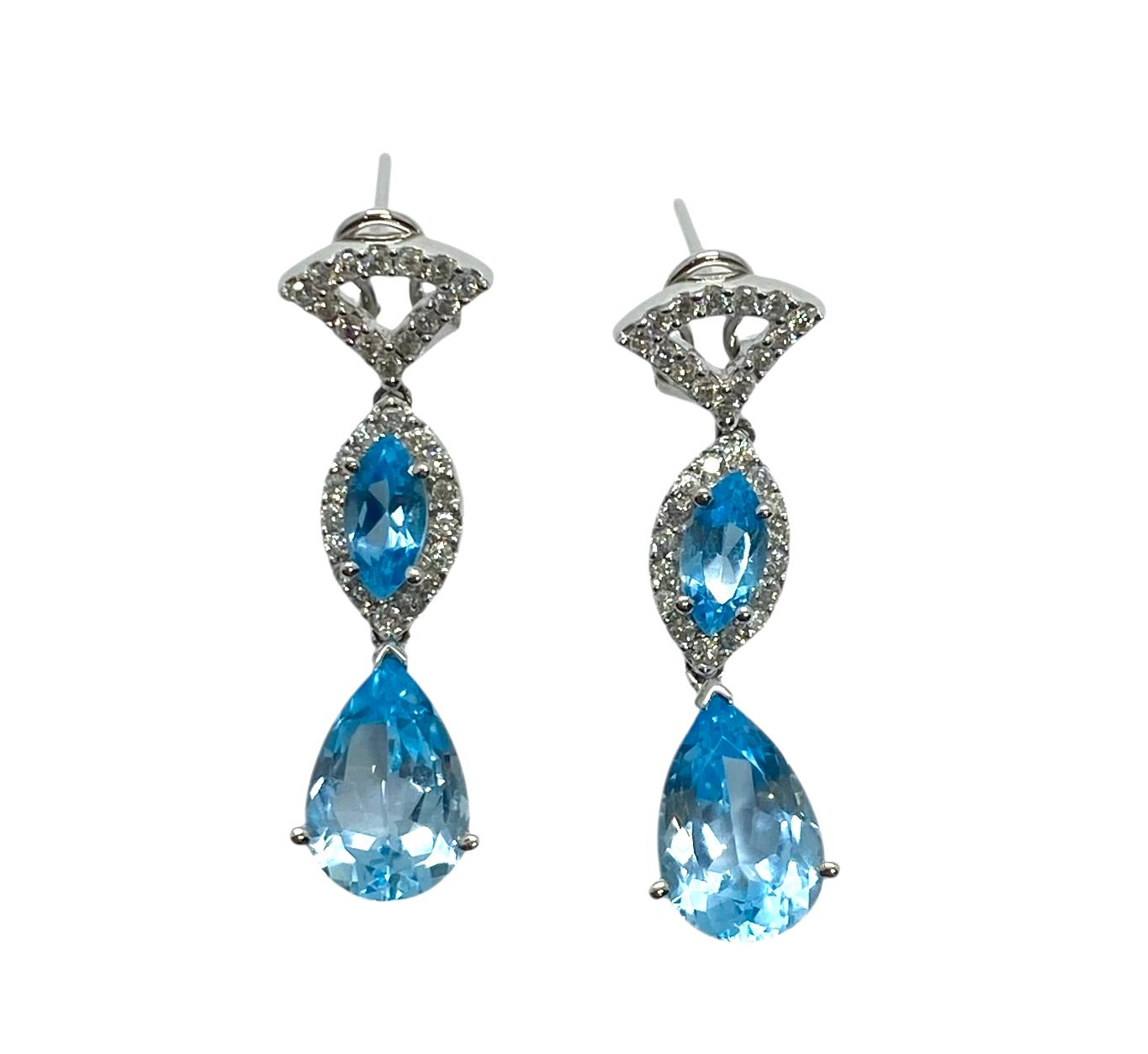 Blue Topaz and Diamond Earrings