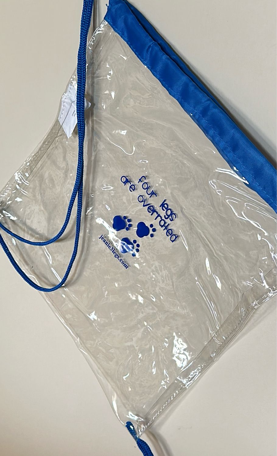 “Four Legs Are Overrated” Clear Drawstring Backpack