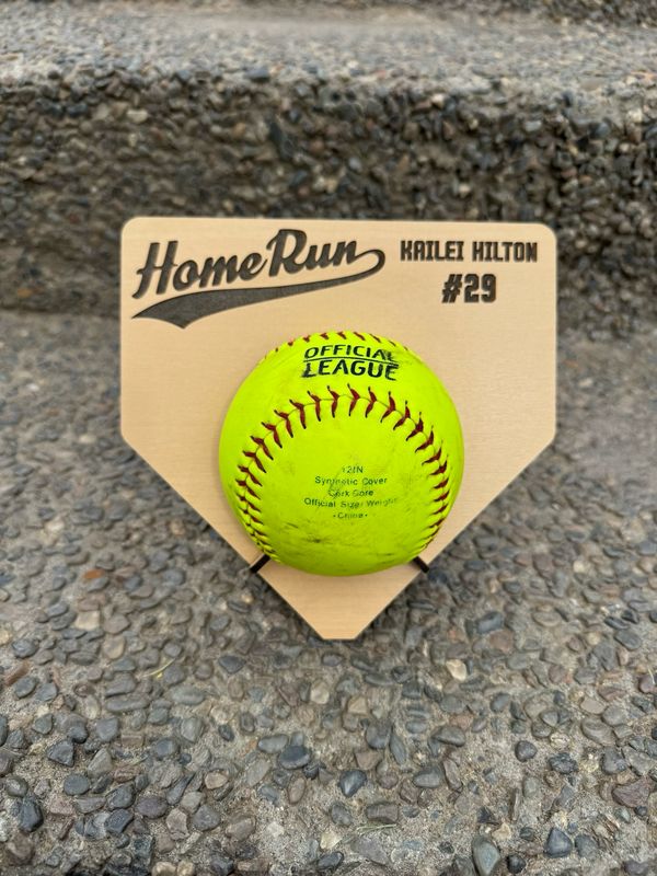 Custom Home Run Ball Display | Personalized Baseball or Softball Keepsake Holder