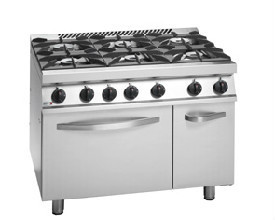Fagor 700 series natural gas 6 burner with gas oven and neutral cabinet under