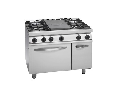 Free Standing Solid Target top with open burner and Oven