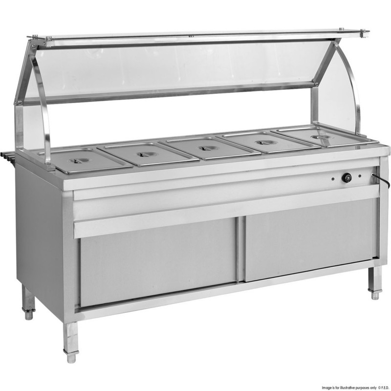 FED Heated Five Pan Bain Marie Fridge