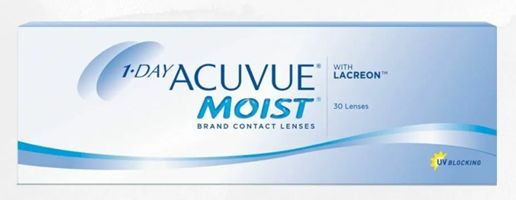 1 DAY ACUVUE Moist 30 pec/boxes   1 DAY ACUVUE Moist 每日更換式隱形眼鏡 每盒30片​
