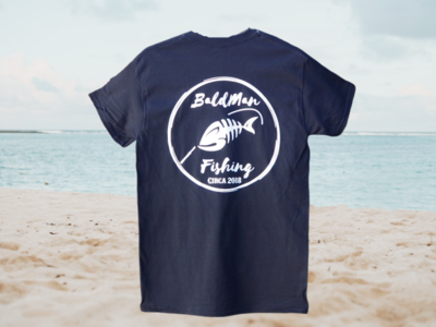 BaldMan Fishing Logo T-Shirt- BLACK