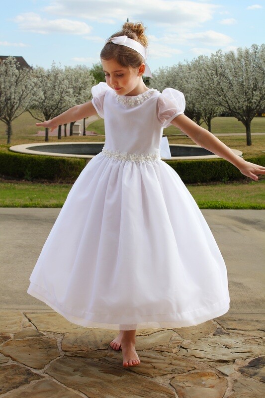 Silk Organza Dress with Flower Trim - Style 4968PST