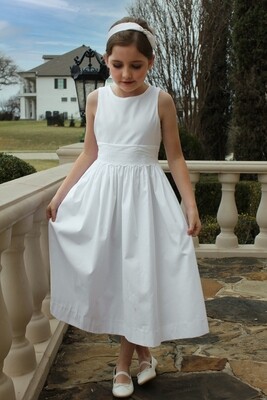 White Cotton Dress with Lace Trim - Style 4979T