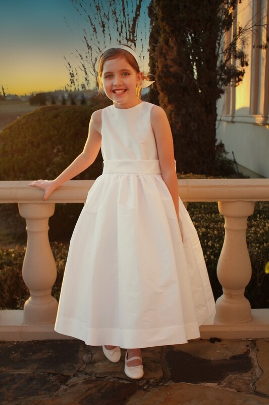 Solid Taffeta Dress with Sash
