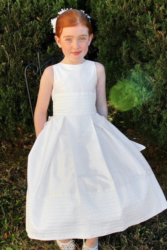Silk Dress with Pin Tuck - Sizes 4T, 4