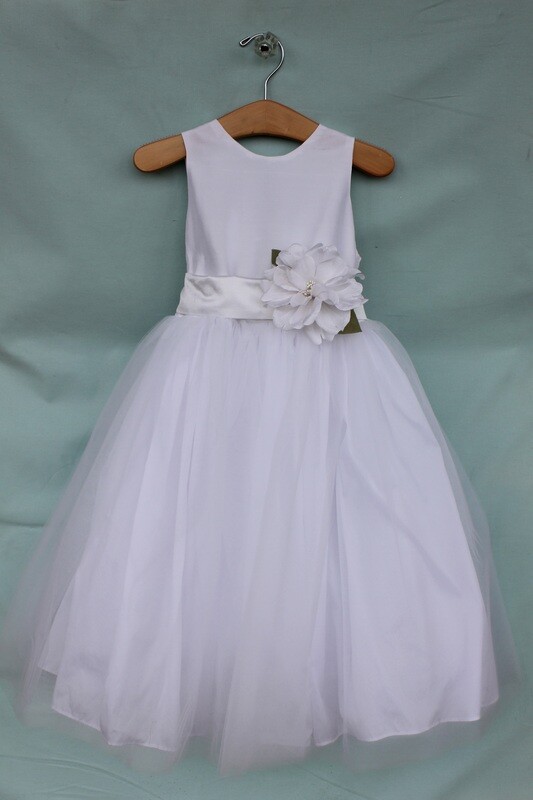 Silk with Tulle Skirt and Flower - Size 4