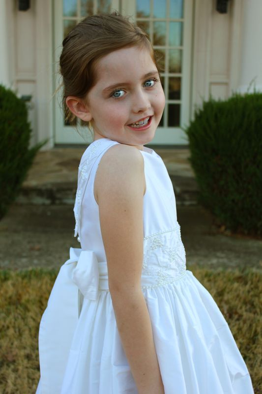 Silk dress with beaded waist and neckline - size 7