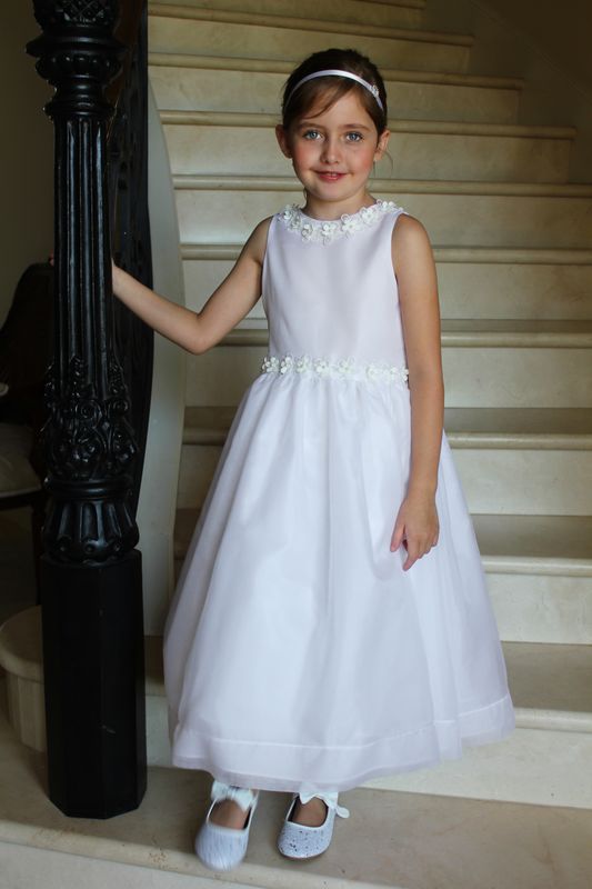 Silk Organza Dress with Flower Trim - Style 4969T