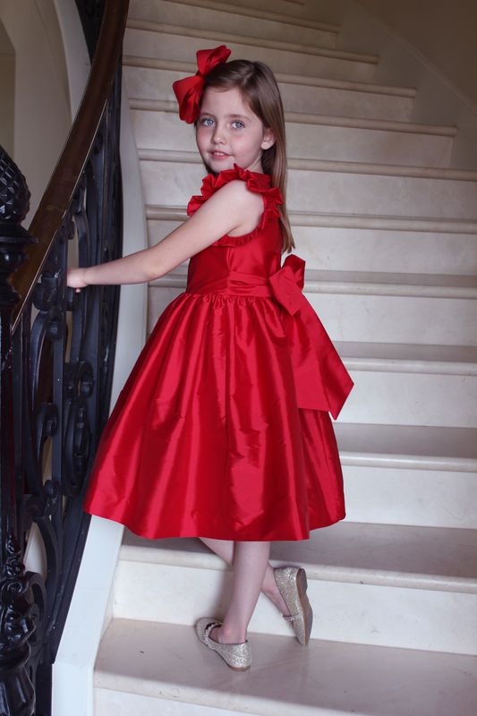 Red Taffeta Flutter Sleeve Dress - 18m, 2T, 3T