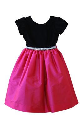Velvet and Taffeta Dress w/ Sparkle Trim