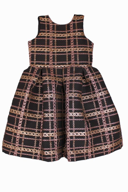 Black and Gold Box Pleat Dress - size 7