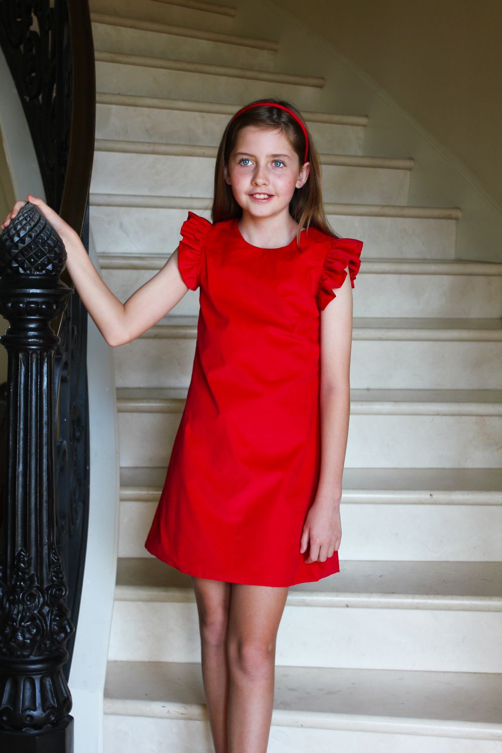 Red Corduroy Flutter Sleeve Dress - Size 14