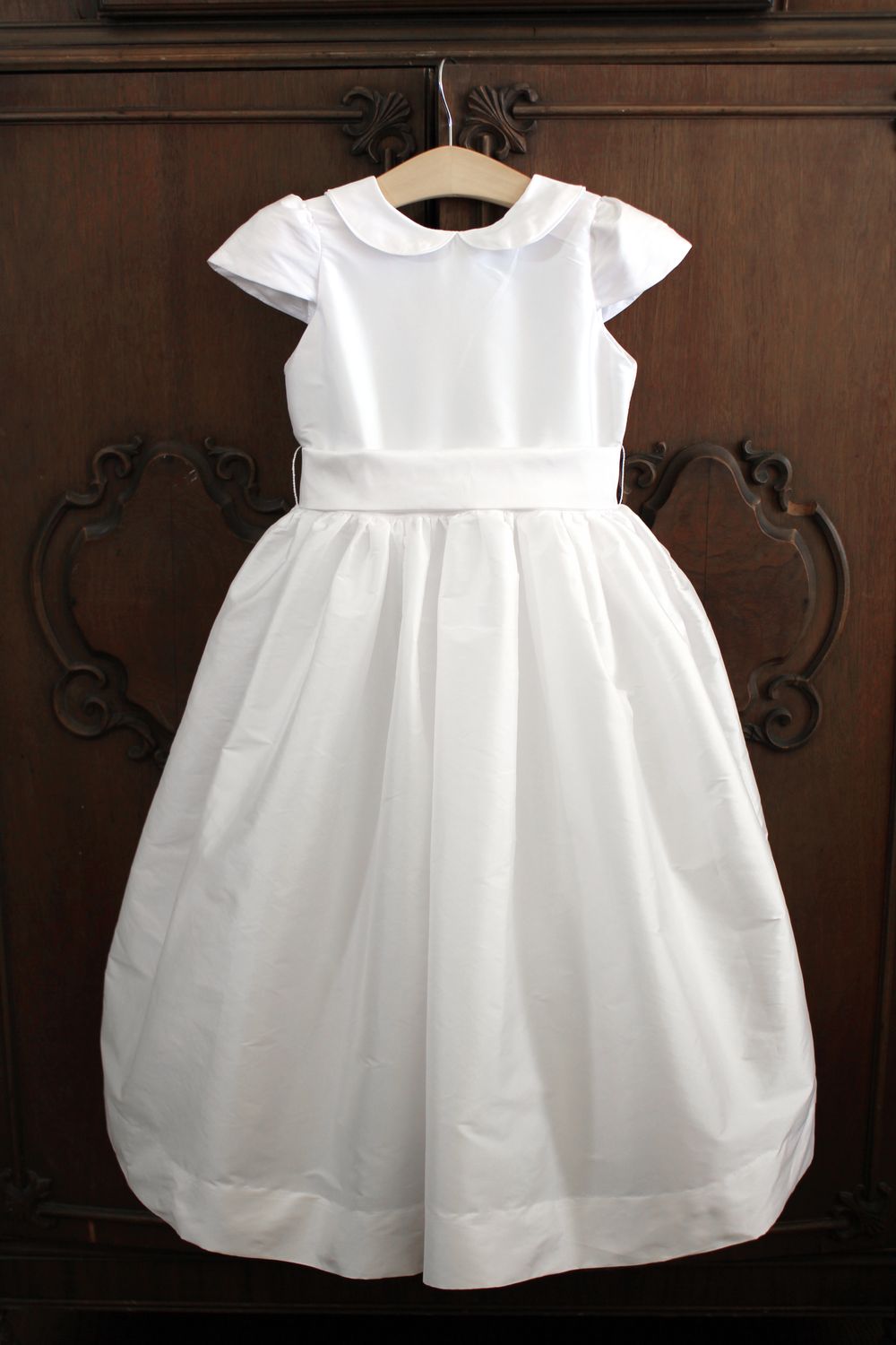 Taffeta Dress with Half Sleeve and Sash