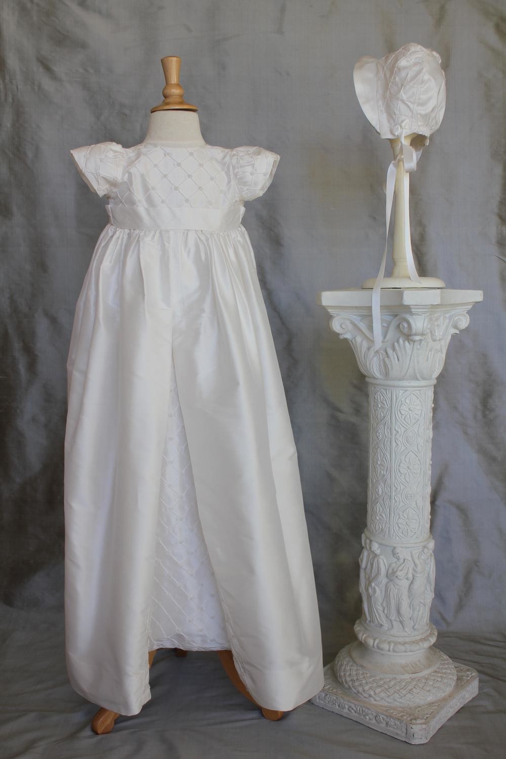 Beaded Silk Christening Gown - Style 1453S