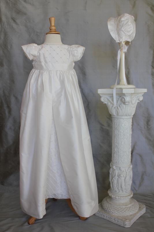 Beaded Silk Christening Gown - Style 1453S