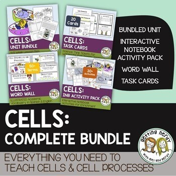 Cells Complete Bundle - PowerPoint Unit, INB, Task Cards, Word Wall Cells Complete Bundle - PowerPoint Unit, INB, Task Cards, Word Wall