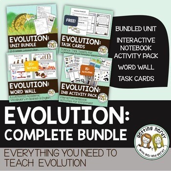 Evolution Complete Bundle - PowerPoint Unit, INB, Task Cards, Word Wall Evolution Complete Bundle - PowerPoint Unit, INB, Task Cards, Word Wall