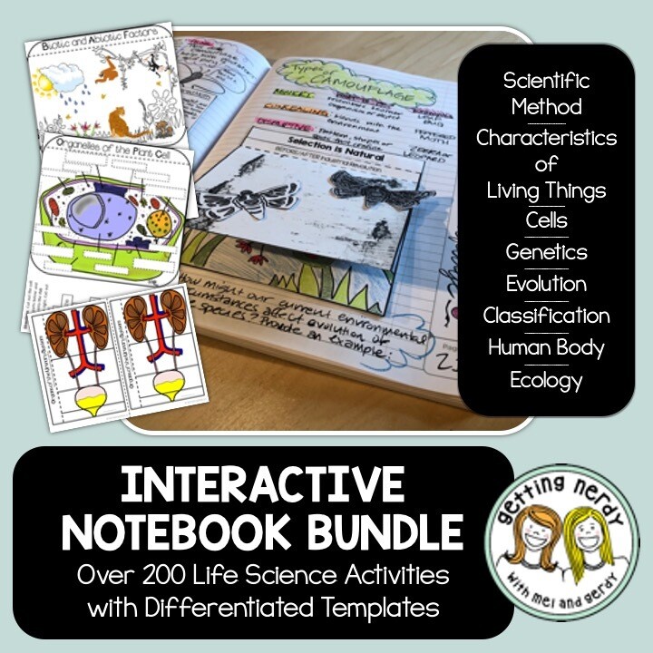 Science Interactive Notebook Bundle - Life Science and Biology Distance Learning + Digital Lessons