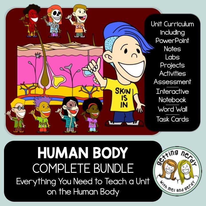 Human Body Systems Complete Bundle - PowerPoint Unit, INB, Task Card, Word Wall - Distance Learning + Digital Lesson