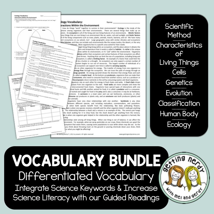 Life Science Vocabulary Bundle - Distance Learning + Digital Lesson