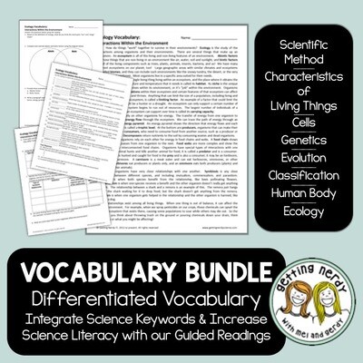Life Science Vocabulary Differentiated Lesson Bundle