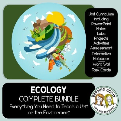 Ecology Ecosystems Complete Bundle - PowerPoint Unit, INB, Task Card, Word Wall + DIGITAL LESSONS