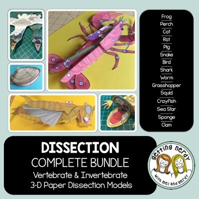 Vertebrate and Invertebrate Animals - Scienstructable 3D Dissection Paper Model Bundle