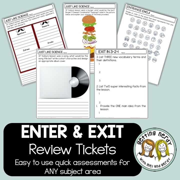 Exit & Entry Tickets for Science Review