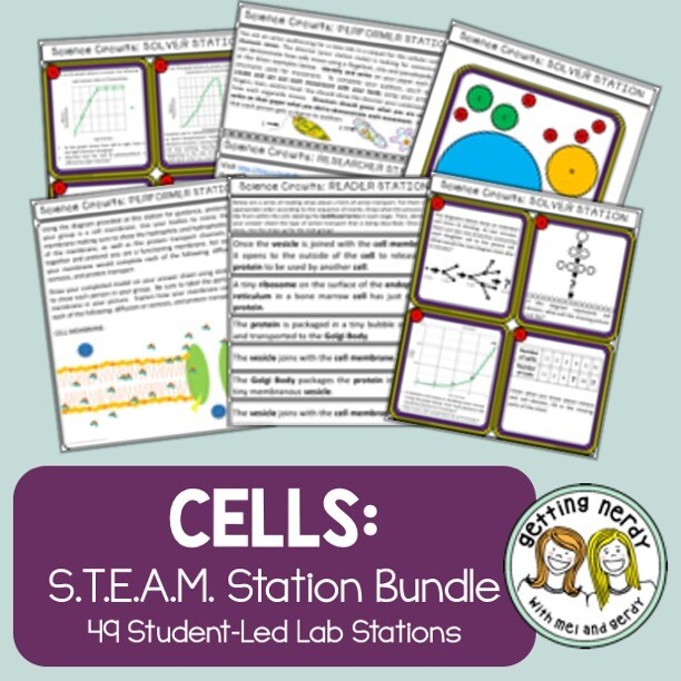 Cells Organelles &amp; Processes Bundle - STEAM Science Centers / Lab Stations