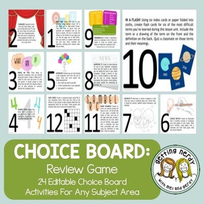 Choice Board Review - 24 Editable Activities for ANY Subject