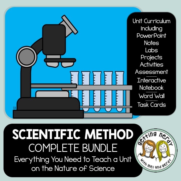 FULL Scientific Method Unit PLUS Interactive Notebook, Word Wall and Task Cards
