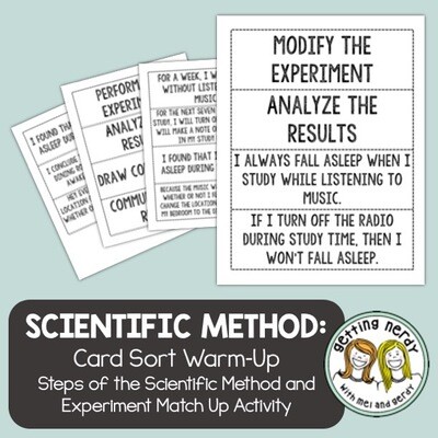 Scientific Method Steps and Experiment Card Sort