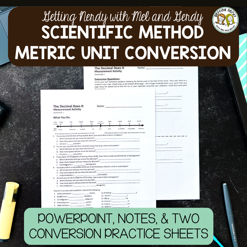 Scientific Method - Metric System SI Conversion Practice Problems & PowerPoint