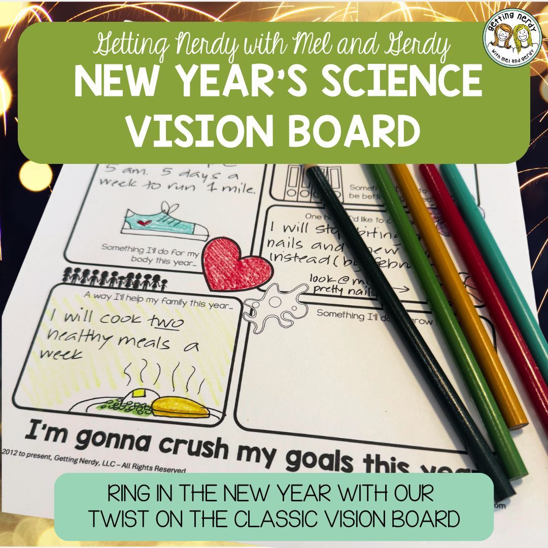 New Years Life Science Vision Board Craft Project for Student Reflection