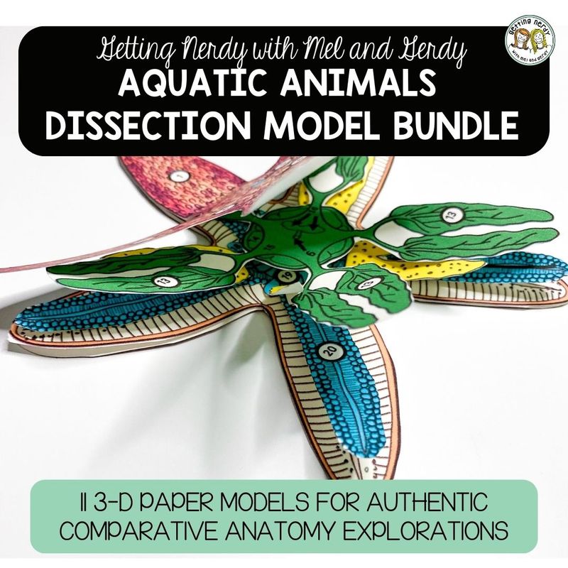 Aquatic Animal Dissection Zoology | Biology 3-D Anatomy Paper Dissection Model Bundle