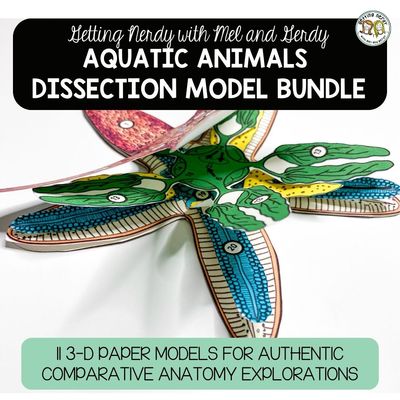 Aquatic Animal Dissection Zoology | Biology 3-D Anatomy Paper Dissection Model Bundle