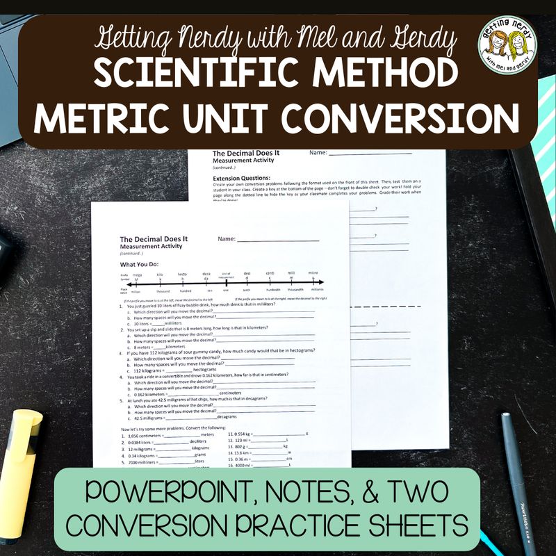 Scientific Method - Metric System SI Conversion Practice Problems &amp; PowerPoint