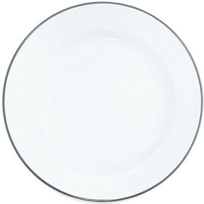 ​Enamelware Grey Trim Dinner Plate 10.25&quot; - Pack of 10