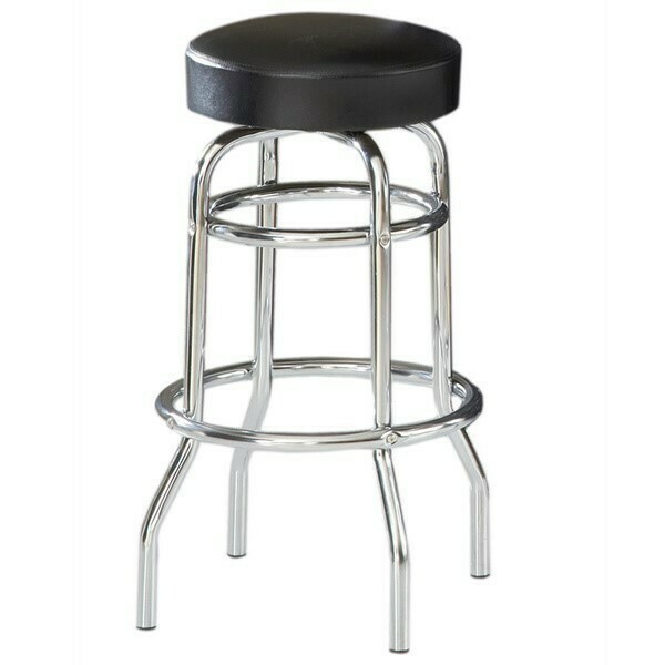 Chrome Black Cushion Stool