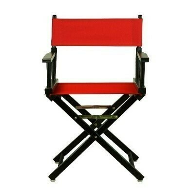 Black Directors Chair Regular Red Seat Canvas