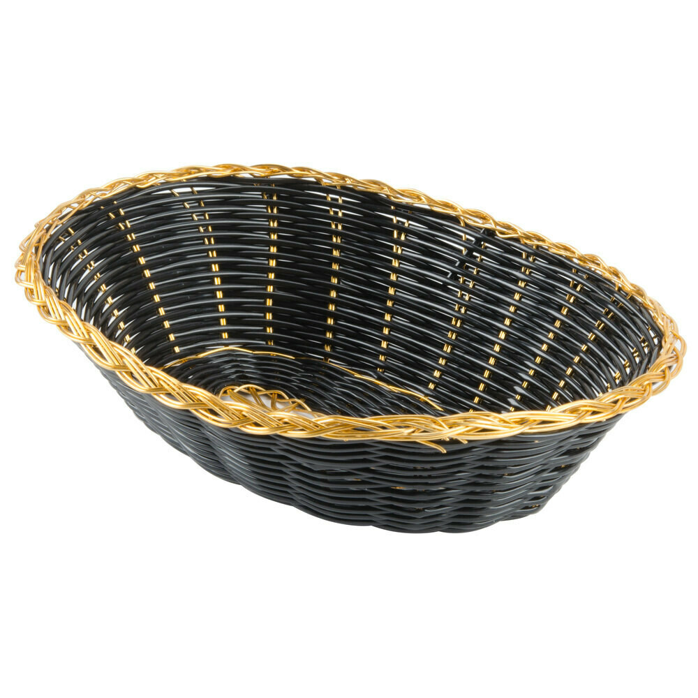 Gold Trim Black Basket - 6&quot; x 9&quot;